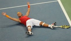 Rafael Nadal en finale du simple messieurs des JO de Pékin, le 17 août 2008