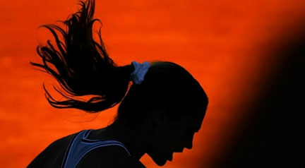 Amélie Mauresmo, le 14 juillet 2007 à Castellaneta Marina, lors de la demi finale de la Fed Cup face à l'Italie.(Photo: AFP)