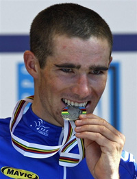 Romain Feillu, médaille d'argent en 2006 chez les espoirs court désormais avec les champions confirmés.(Photo : AFP)