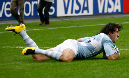 Le premier essai de la Coupe du monde de rugby est argentin.(Photo : Reuters)