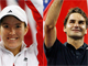 Justine Henin (g.) et Roger Federer, vainqueurs de l'U.S Open.(Photo : Reuters)