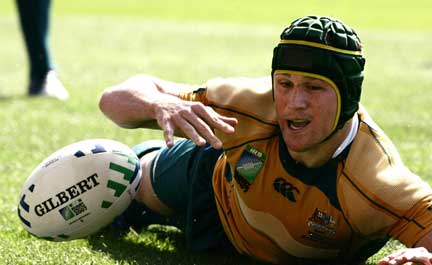 Essai de Matt Giteau face aux Fidjiens. (Photo: Reuters)