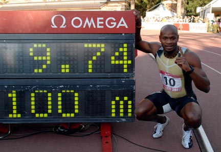 Asafa Powell après sa victoire à Rieti.(Photo : Reuters)