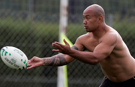 Le capitaine de l'équipe des Tonga, Nili Latu, à l'entraînement, le 18 septembre à Montpellier. (Photo: Reuters)