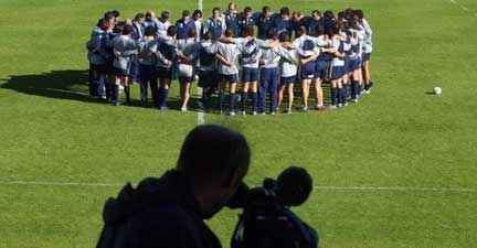 Entraînement de l'équipe d'Argentine de rugby à Montmorency, le 4 septembre 2007.(Photo: AFP)